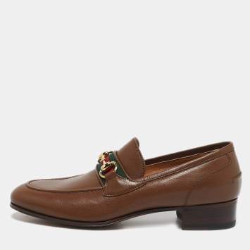 Pre Owned Gucci Brown Leather Brixton Loafers Size 40