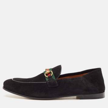 Gucci Black Suede Horsebit Foldable Loafers Size 44