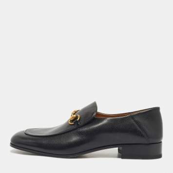 Gucci Black Leather Horsebit Foldable Loafers Size 43