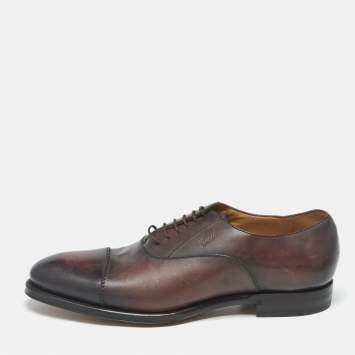 Pre Owned Gucci Size 45 Brown Leather Lace Up Oxfords