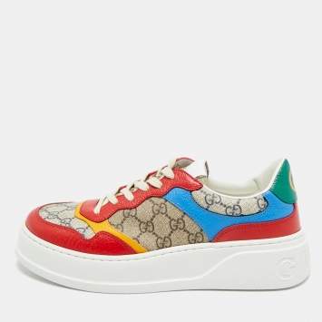 مملوكة مسبقًا Gucci Chunky B Size 42.5 Multicolor Coated Canvas and Leather Low Top Sneakers