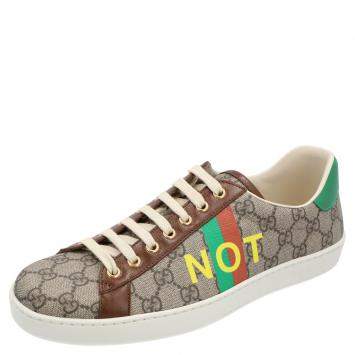 Pre Owned Gucci Beige/Brown GG Canvas Fake/Not Print Ace Sneaker Size EU 40
