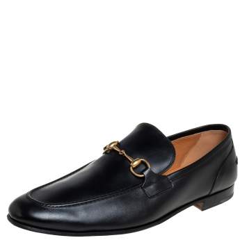 Pre Owned Gucci Black Leather Jordaan Loafers Size 46