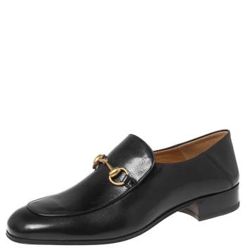 Pre Owned Gucci Black Leather Brixton Collapsible Loafers Size 43