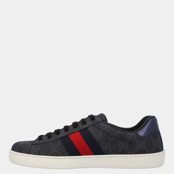 Pre Owned Gucci Black Ace Supreme Sneakers Size UK 5