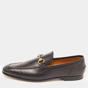 Pre Owned Gucci Black Leather Jordan Horsebit Loafers Size 44