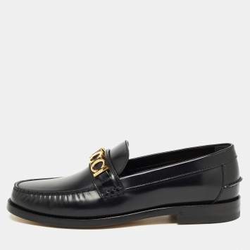 Pre Owned Gucci Black Leather Cara Loafers Size 43.5