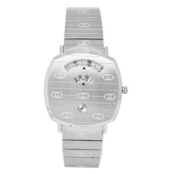 Pre Owned Gucci White Stainless Steel Grip YA157410 Unisex Wristwatch 38 mm