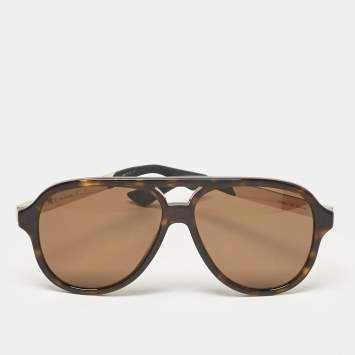 Pre Owned Gucci Dark Brown GG0688S Aviator Sunglasses