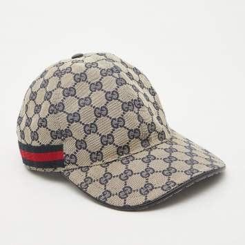 Pre Owned Gucci Brown GG Canvas Baseball Cap 