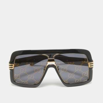 Pre Owned Gucci Black/Gold GG0900S Seasonal Icon Shield Sunglasses