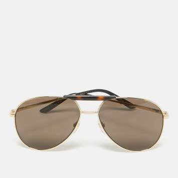 Pre Owned Gucci Brown GG0242S Aviator Sunglasses