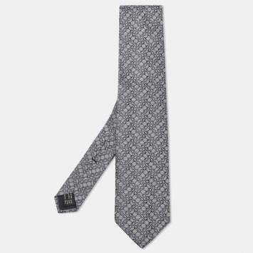 Pre Owned Gucci Blue Patterned Silk Standard Tie 