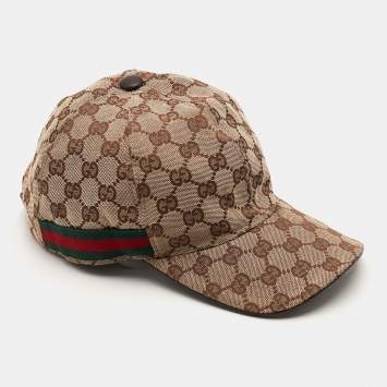 Pre Owned Gucci Beige GG Supreme Canvas Baseball Cap L