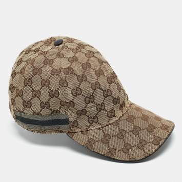 Pre Owned Gucci Brown GG Canvas Baseball Cap M