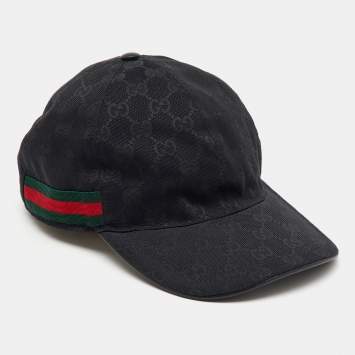 Pre Owned Gucci Black GG Monogram Web Canvas Baseball Cap M