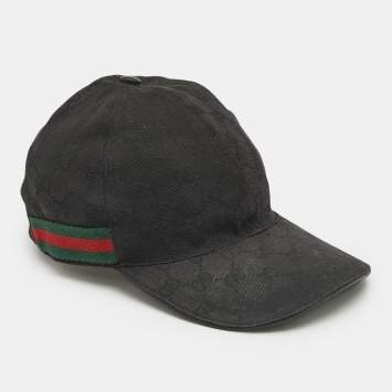 Gucci Black Web Detail GG Canvas Baseball Cap S