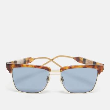Pre Owned Gucci Tortoise Brown/Blue Gradient GG0603S Square Sunglasses