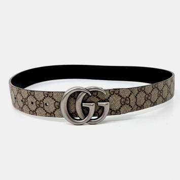 Pre Owned Gucci Double G Buckle Reversible Belt