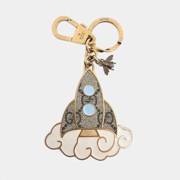 Pre Owned Gucci Gg Supreme Locket Keychain