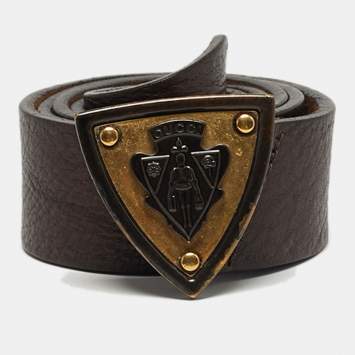 Pre Owned Gucci Hysteria Buckle Belt 95CM Brown Leather
