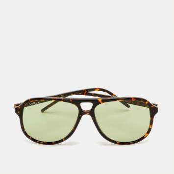 Pre Owned Gucci Tortoise Brown GG1156S Aviator Sunglasses