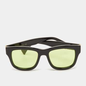 مملوكة مسبقًا Gucci Black/Yellow GG1135S Frame Square Sunglasses