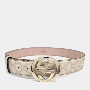 مملوكة مسبقًا Gucci Simaline Beige Leather Belt 114876