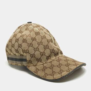 Pre Owned Gucci Beige GG Supreme Canvas Baseball Cap M
