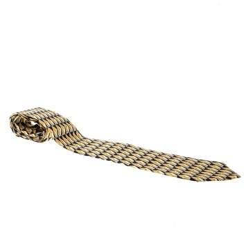 Pre Owned Gucci Vintage Black and Yellow Bag Print Silk Tie