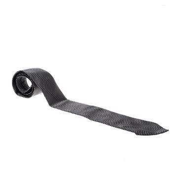 Gucci Vintage Grey and Black Wave Pattern Silk Jacquard Traditional Tie