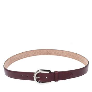 Pre Owned Gucci Maroon Leather Belt 100CM