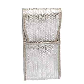Pre Owned Gucci Silver GG Imprime Canvas Cigarette Case