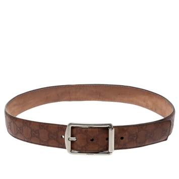 Pre Owned Gucci Brown Guccissima Leather Buckle Belt 90CM