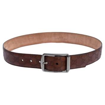 Pre Owned Gucci Brown Guccissima Leather Buckle Belt 85CM