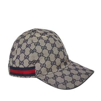 Pre Owned Gucci Beige/Grey GG Canvas Web Detail Baseball Cap M
