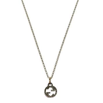 Pre Owned Gucci Sterling Silver Interlocking G Pendant Necklace