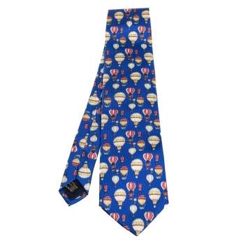 Pre Owned Gucci Blue Hot Air Balloon Print Silk Tie