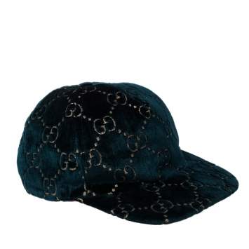 Pre Owned Gucci Green Velvet GG Baseball Cap M