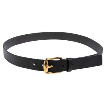 Pre Owned Gucci Black Leather Bamboo Bar Buckle Belt 95 CM