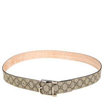 Pre Owned Gucci Beige GG Supreme Canvas Buckle Belt 105CM