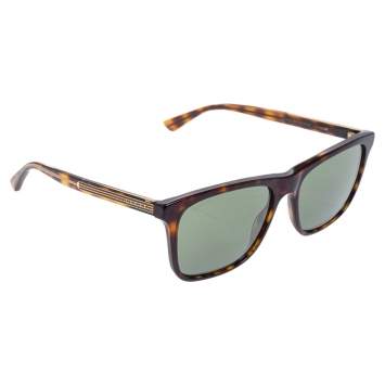 Pre Owned Gucci Green/Tortoise Acetate GG0381S Wayfarer Sunglasses
