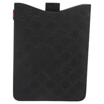 Pre Owned Gucci Black Guccissima Rubber Mini iPad Case
