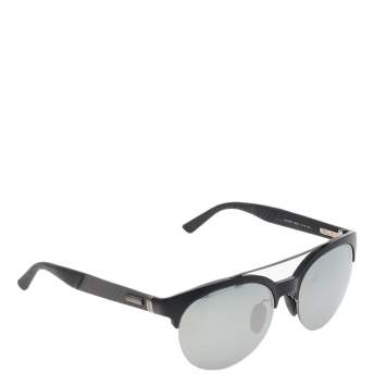 Pre Owned Gucci Black/Grey Mirrored GG 1069/S Aviator Sunglasses