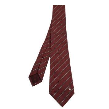 Pre Owned Gucci Maroon Striped Silk Tie