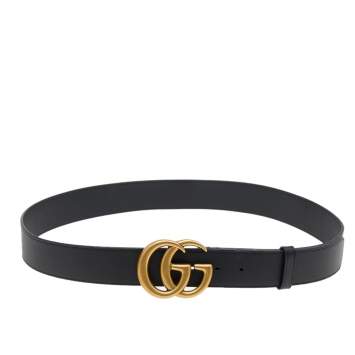 Pre Owned Gucci Black Leather GG Marmont Belt 100 CM