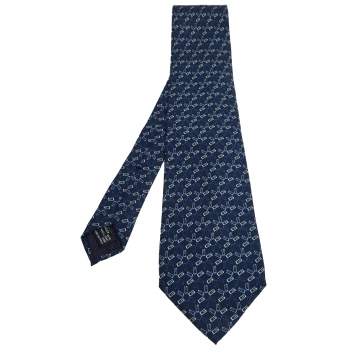 Pre Owned Gucci Vintage Blue GG Print Silk Tie
