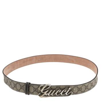 Pre Owned Gucci Beige/Brown GG Supreme Canvas Belt 100 CM
