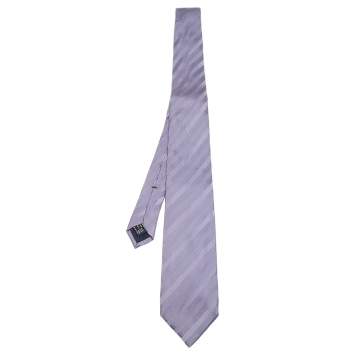 Pre Owned Gucci Purple Striped Jacquard Silk Tie
