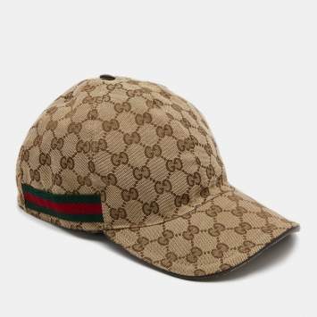 Pre Owned Gucci Beige GG Canvas Baseball Cap 